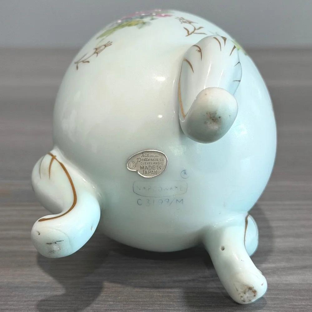 Vtg NAPCO National Potteries Footed Egg Planter Rose Floral Porcelain Vase Japan
